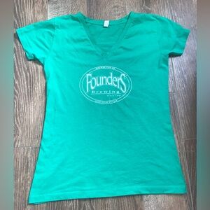Founders green short sleeve v neck promo t shirt